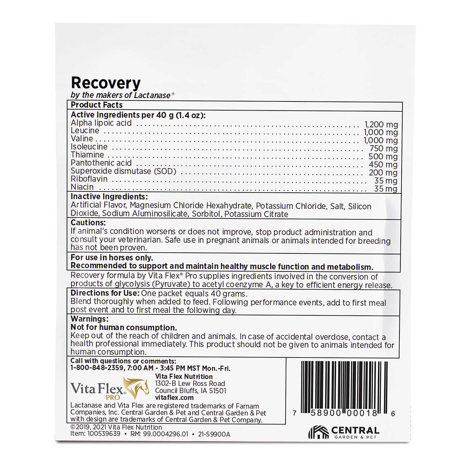 Vita Flex Pro Recovery Post Performance Supplement, Single Serve Packet - Image 2
