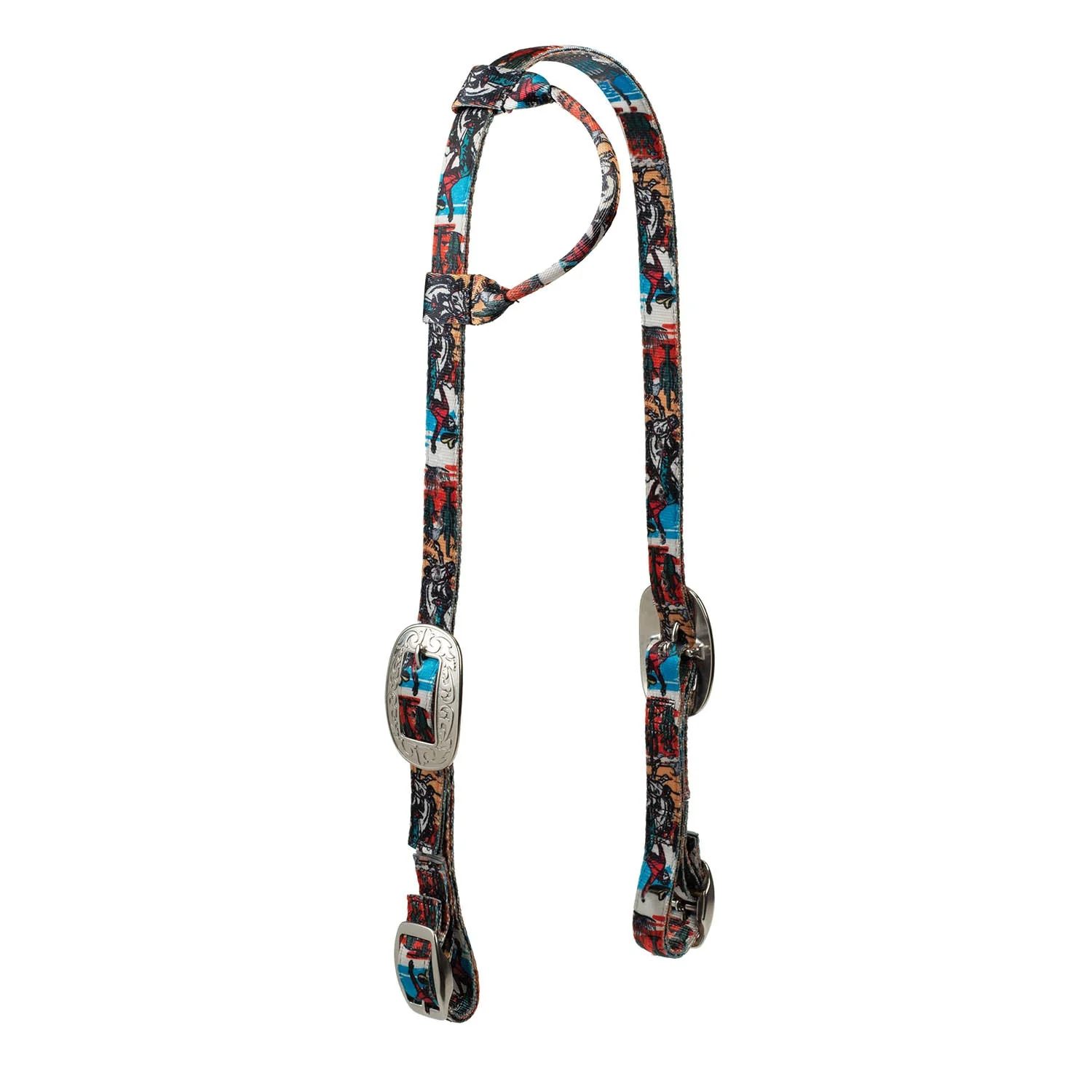 Weaver Patterned Nylon Sliding Ear Headstall for Horses - Image 5