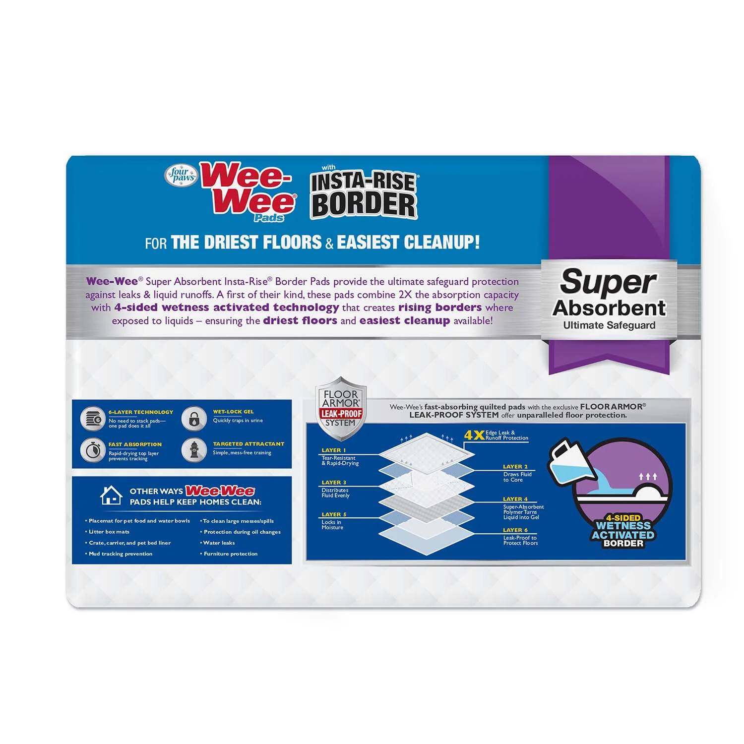 Wee-Wee Super Absorbent Dog Pee Pads with Insta-Rise Border - Image 3