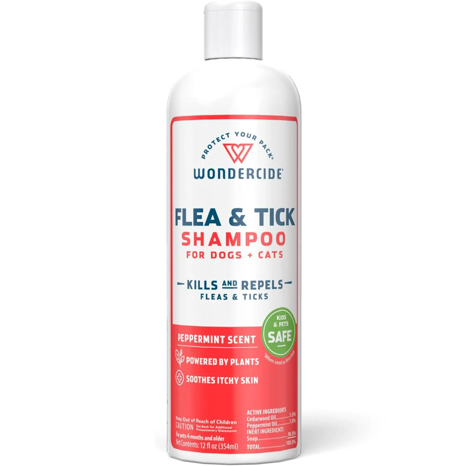 Wondercide Flea & Tick Shampoo for Dogs + Cats, Peppermint, 12 oz