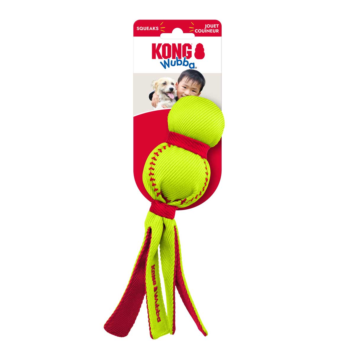 KONG Wubba® Sport Tug & Fetch Dog Toy with Long Floppy Tail & Squeaker - Image 2