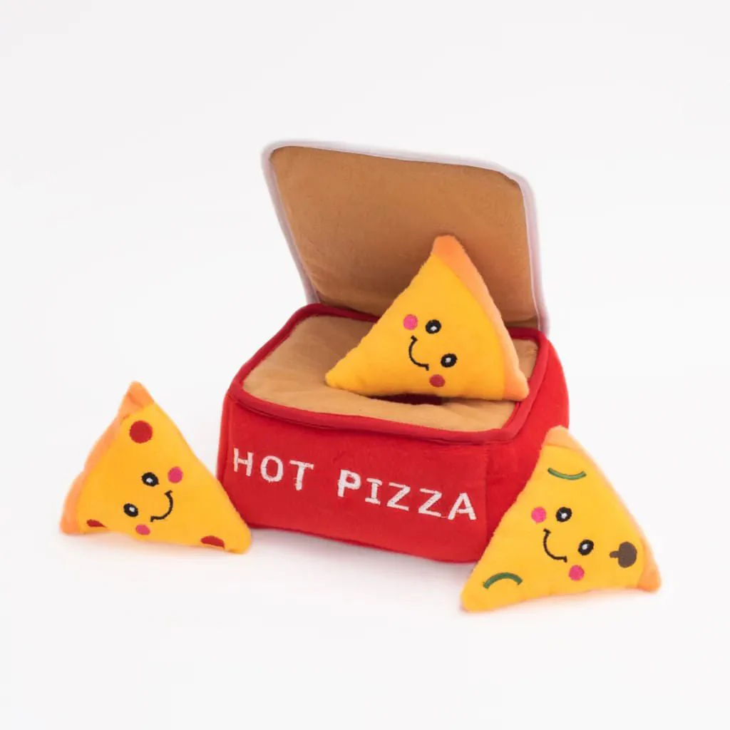 Zippy Burrow 4 Piece Pizza Box Squeaker Dog Toy - Image 2