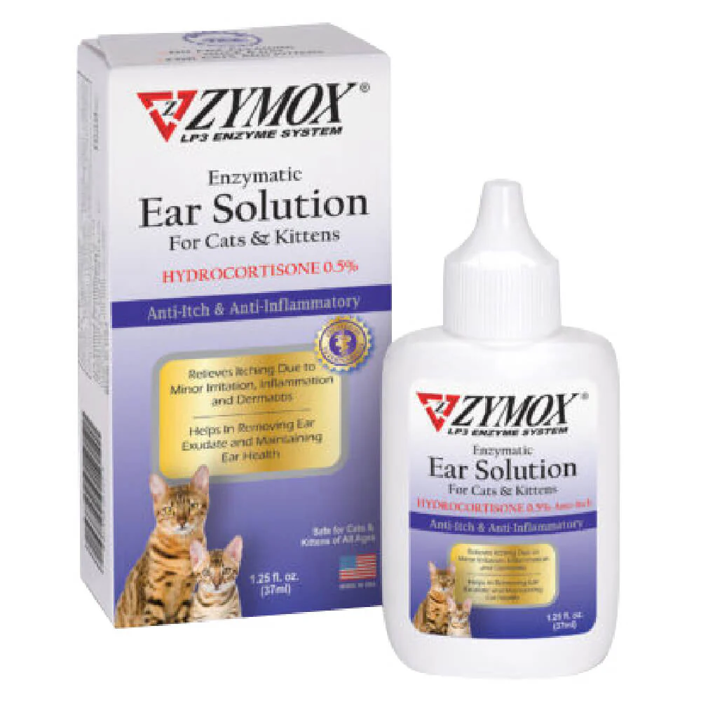 Zymox Cat/Kitten Ear Solution with .5% Hydrocortisone, 1.25 oz - Image 2